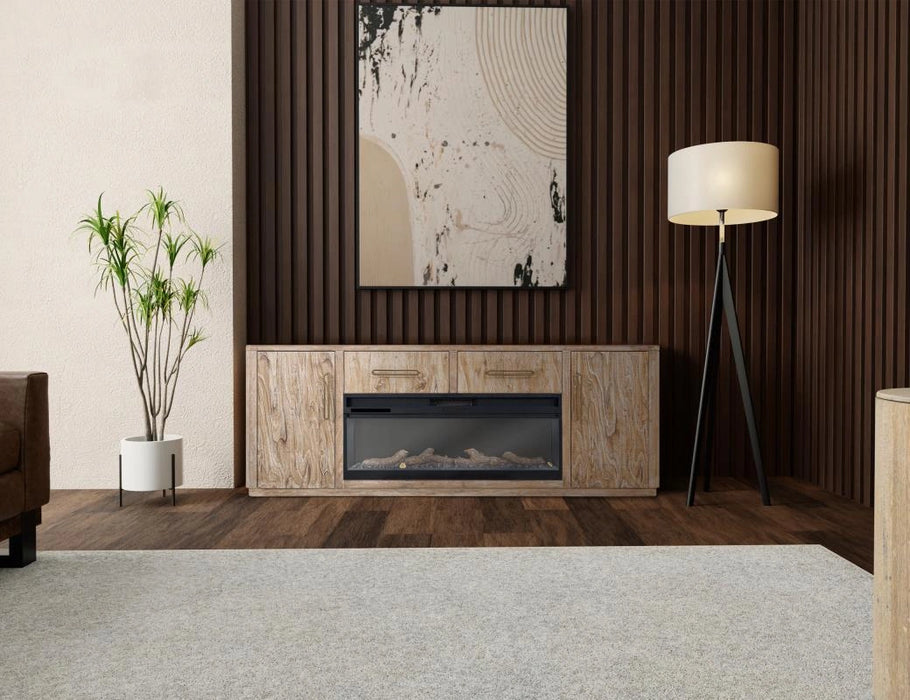 2 Drawer & 2 Door TV Stand 80" with Electric Fireplace Insert