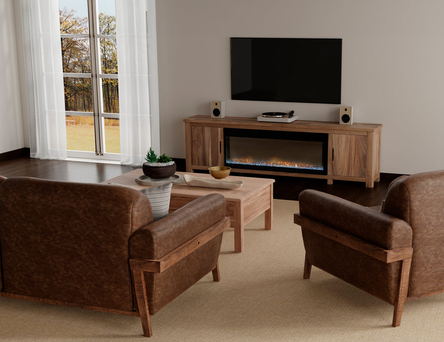 Natural Parota 93" Electric Fireplace - Ogle Furniture (TN)
