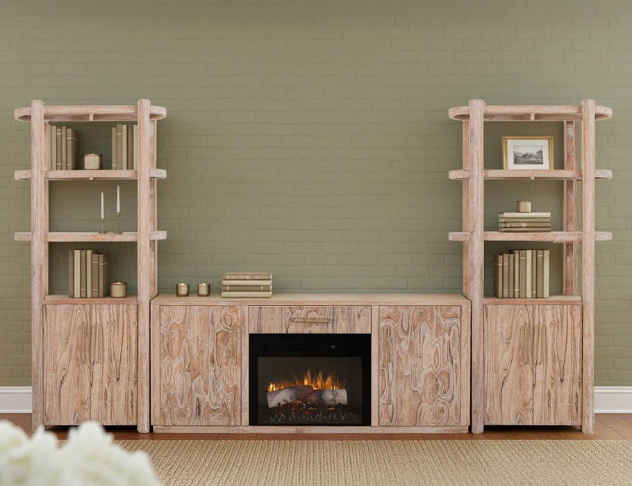 White Balam, Wall Unit with Electric Fireplace Insert