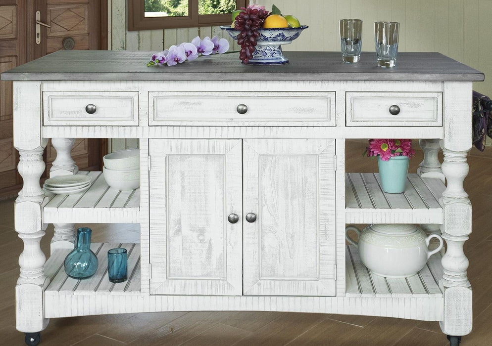 Stone 3 Drawer Kitchen Island in Two Tone image