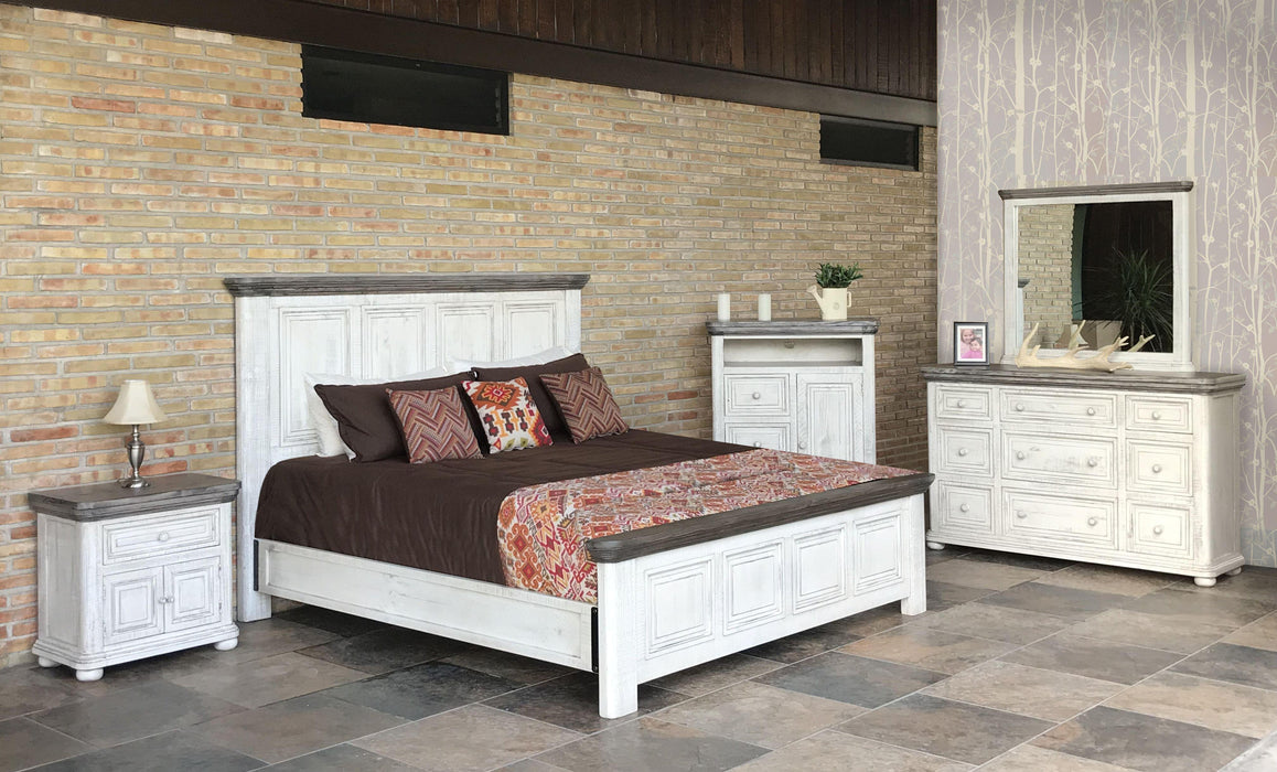 Luna Queen Panel Bed in Off White