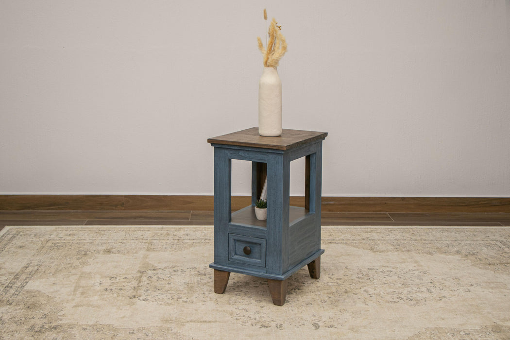 Toscana 1 Drawer, Chair Side Table Blue