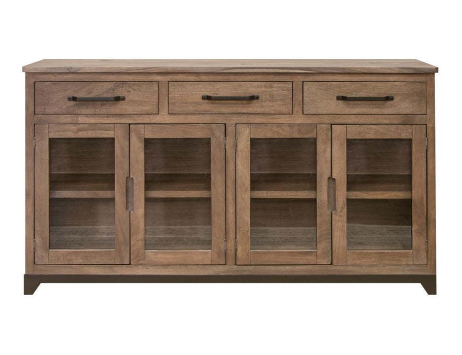 Natural Parota 3 Drawers and 4 Glass Doors, Console image