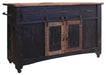 Pueblo Black 3 Drawer Kitchen Island w/2 sliding doors, 2 Mesh doors on each side - functional casters - Black and Brown Finish - Ogle Furniture (TN)