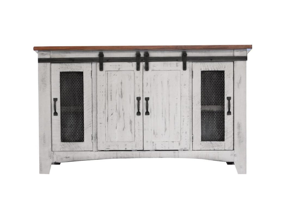 Pueblo White 60" TV Stand w/4 doors and Shelves image