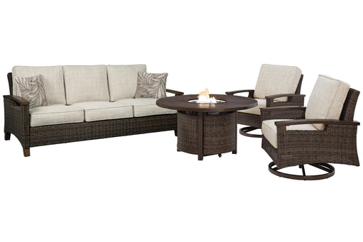 Paradise Trail Outdoor Sofa, Lounge Chairs and Fire Pit Table - Ogle Furniture (TN)