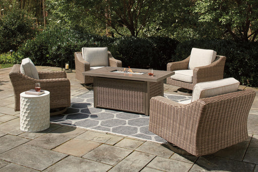 Beachcroft Beachcroft Fire Pit Table with Four Nuvella Swivel Lounge Chairs - Ogle Furniture (TN)