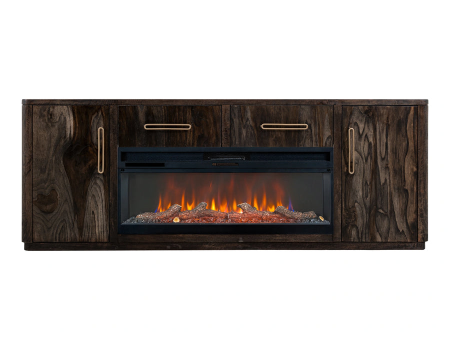 Black Balam Wall Unit, TV Stand 80" with Electric Fireplace Insert