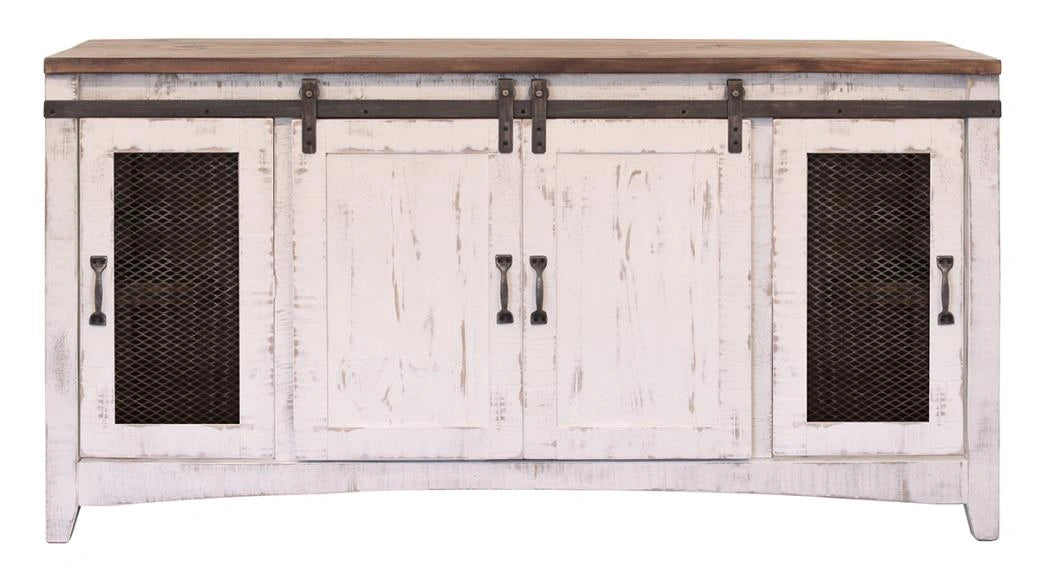 Pueblo White TV-Stand w/4 Doors