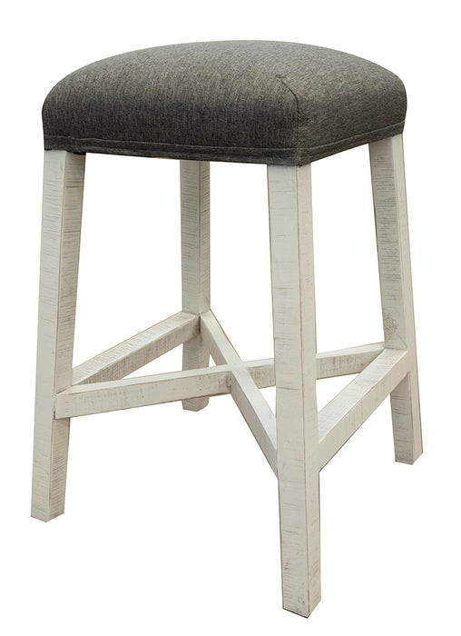 Stone 24‚Äù Stool w/Fabric Seat & Ivory finish image